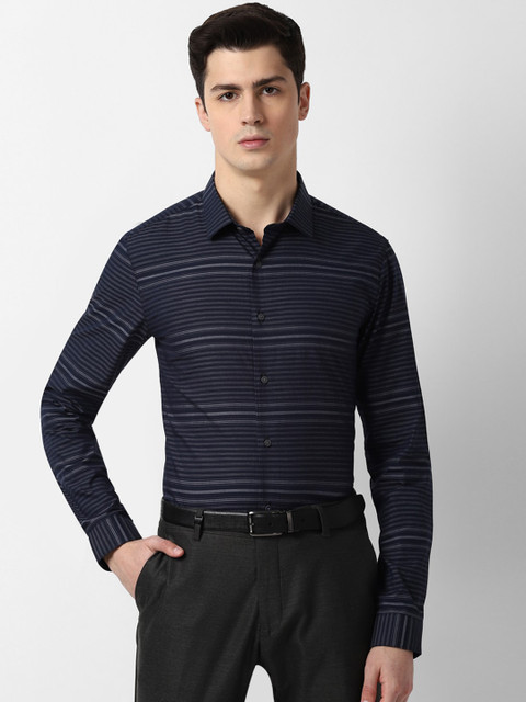 

Louis Philippe Sport Men Navy Blue Slim Fit Multi Stripes Striped Casual Shirt