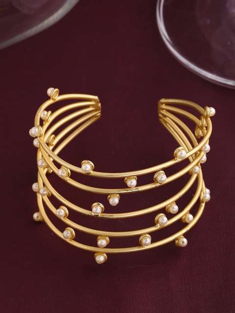 

Shoshaa Gold-Plated White Pearls-Studded Handcrafted Bangles