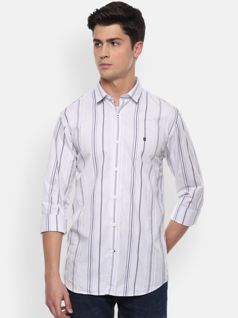 

Louis Philippe Sport Men White Slim Fit & Blue Multi Striped Cotton Casual Shirt