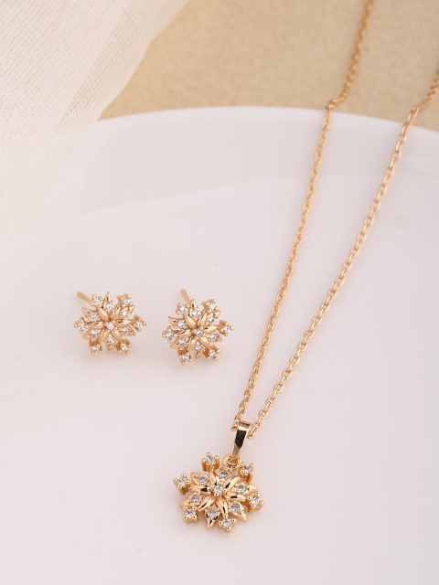 

Shoshaa Women Gold-Plated White Stone-Studded Handcrafted Jewellery Set