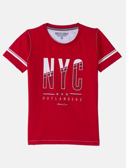 

Monte Carlo Boys Red Typography Printed T-shirt