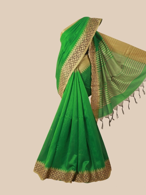 

Pothys Green Jute Silk Saree