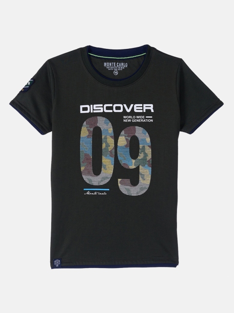 

Monte Carlo Boys Grey Graphic Printed Cotton T-shirt