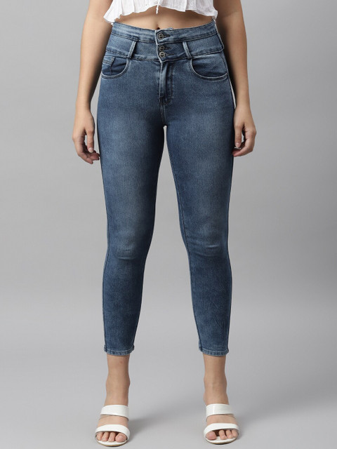 

Code 61 Women Blue Skinny Fit High-Rise Light Fade Jeans