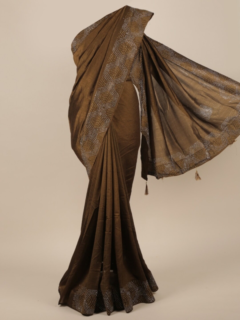 

Pothys Brown Beads and Stones Jute Silk Saree