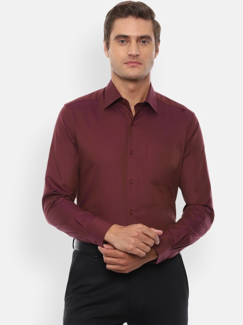 Louis Philippe Men Maroon Pure Cotton Formal Shirt