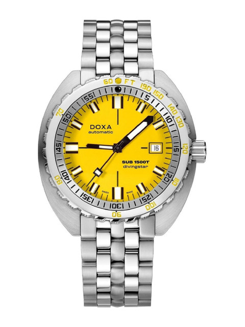 

DOXA Men Yellow & Silver SUB 1500T Analogue Automatic Motion Powered Watch 881.10.361.10