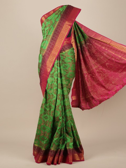 

Pothys Green & Pink Woven Design Jute Silk Saree
