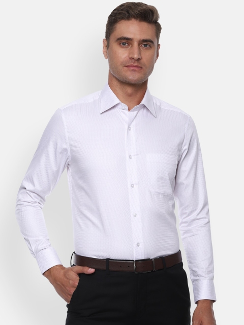 

Louis Philippe Men White Micro Checked Cotton Formal Shirt