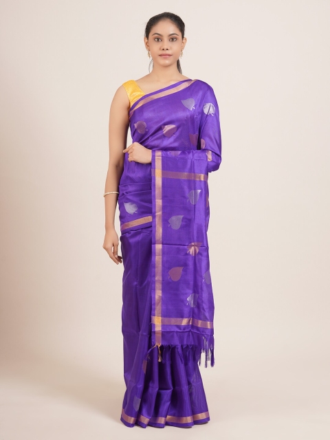 

Pothys Violet Woven Design Zari Pure Silk Uppada Saree