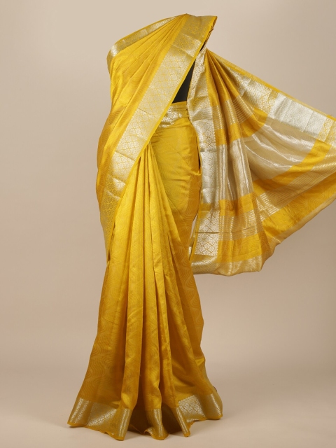 

Pothys Mustard Yellow Ethnic Motifs Zari Jute Silk Saree