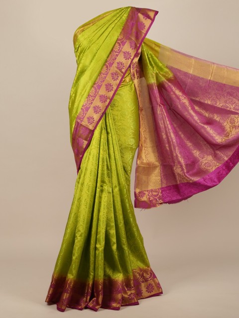 

Pothys Green & Pink Woven Design Jute Silk Saree