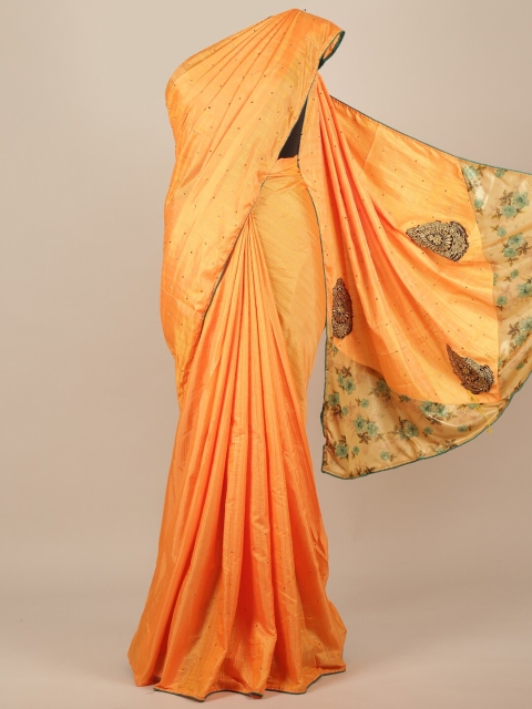 

Pothys Orange Jute Silk Saree