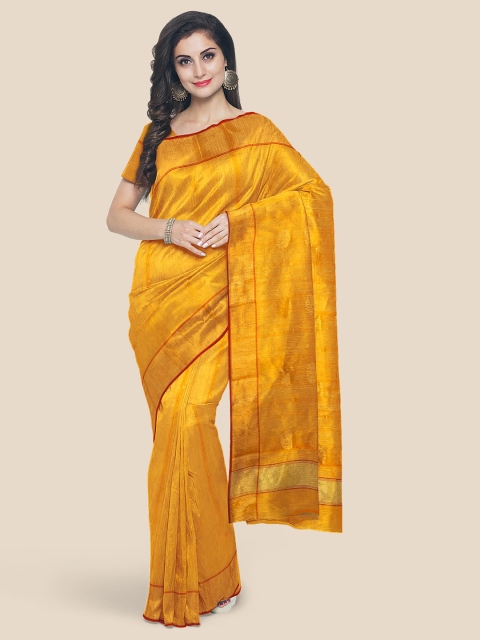 

KLM Fashion Mall Yellow Woven Design Chanderi Saree