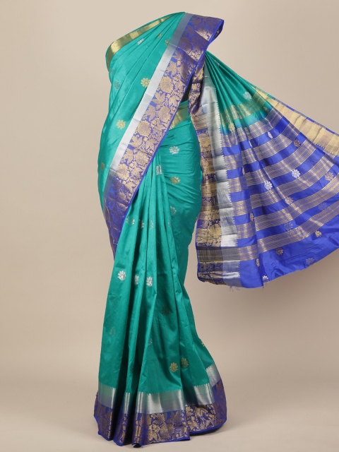 

Pothys Green & Blue Woven Design Jute Silk Saree