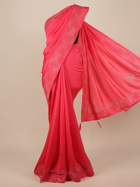 

Pothys Pink Embellished Jute Silk Saree