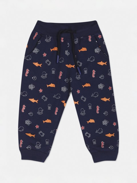 

Donuts Boys Blue & Orange Printed Cotton Joggers