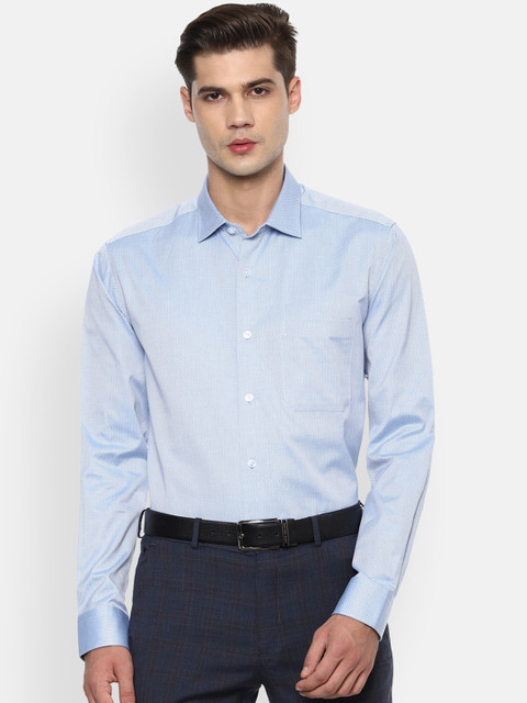 

Louis Philippe Men Blue Chevron Printed Slim Fit Cotton Formal Shirt