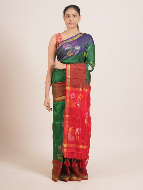 

Pothys Green & Blue Woven Design Pure Silk Uppada Saree