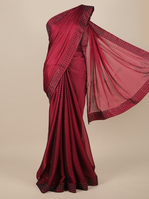 

Pothys Purple Striped Beads and Stones Saree