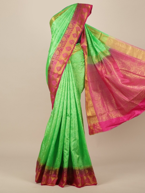 

Pothys Green & Pink Woven Design Jute Silk Saree