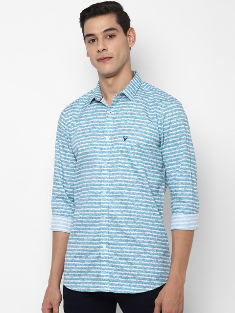 

Allen Solly Men Blue & White Slim Fit Multi Striped Cotton Casual Shirt