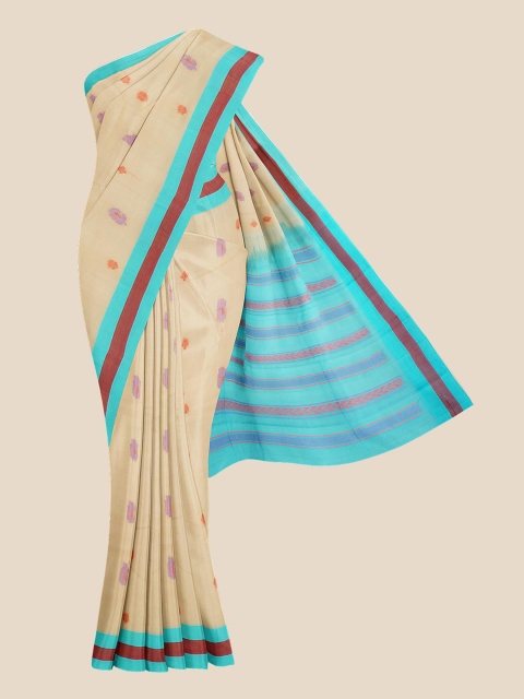 

Kalamandir Cream & Blue Ethnic Motifs Pure Cotton Venkatgiri Saree