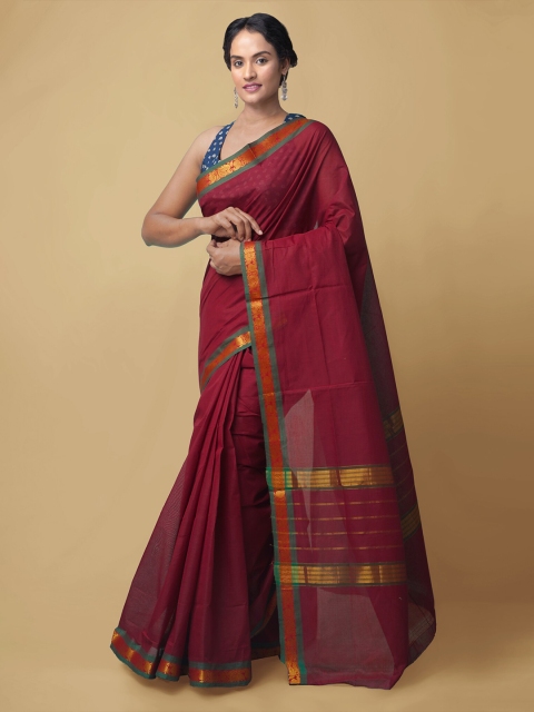 

Unnati Silks Maroon Pure Cotton Venkatgiri Saree