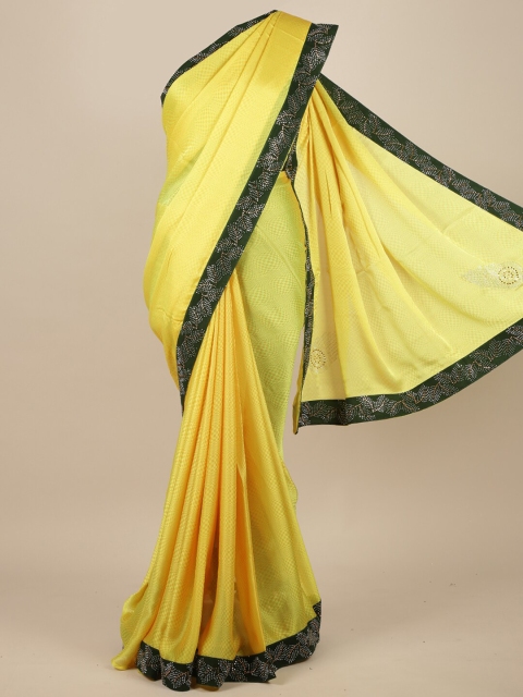 

Pothys Yellow & Black Embellished Poly Chiffon Saree