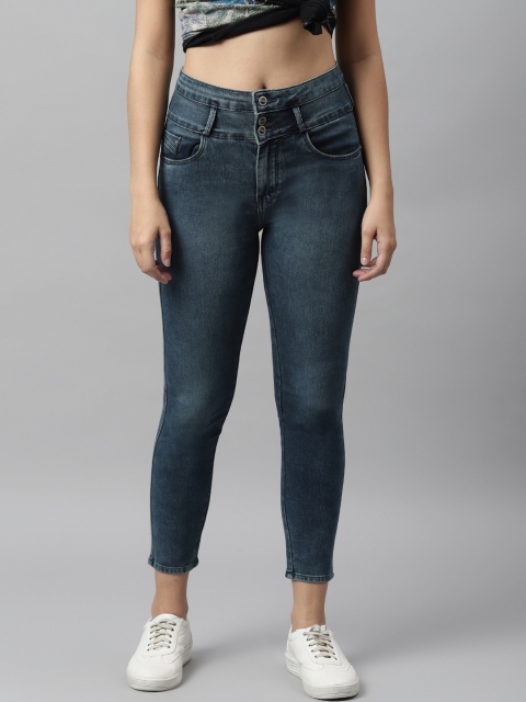 

Code 61 Women Navy Blue Skinny Fit High-Rise Light Fade Stretchable Jeans