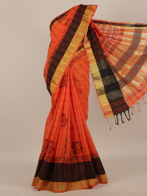 

Pothys Orange Floral Saree