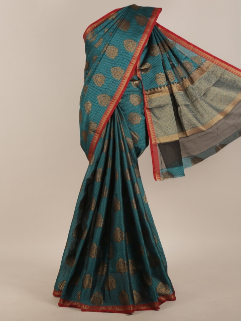 

Pothys Teal Ethnic Motifs Saree