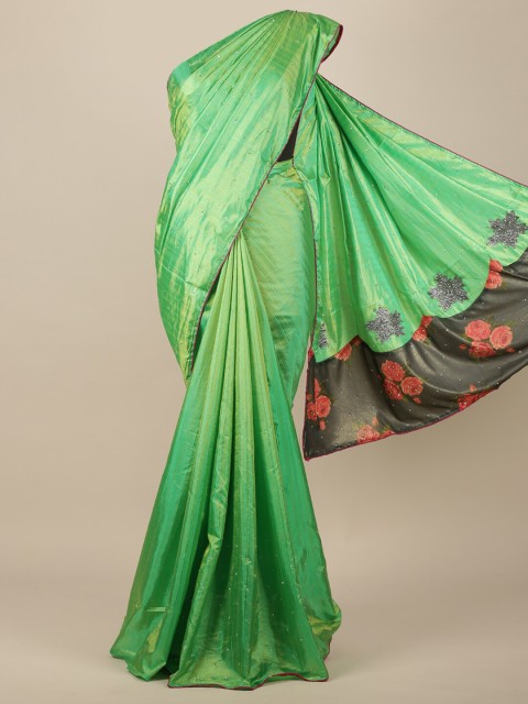 

Pothys Green Beads and Stones Jute Silk Saree