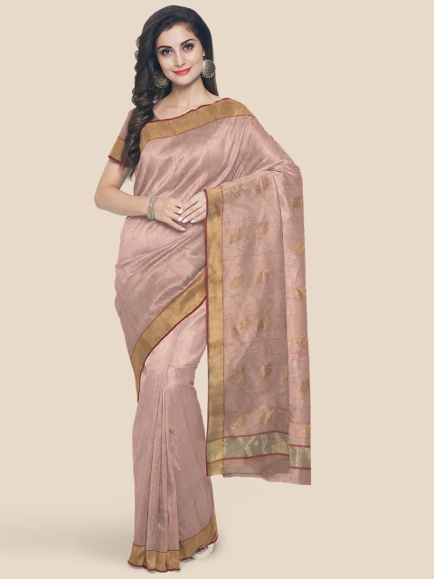 

KLM Fashion Mall Mauve & Gold-Toned Woven Design Zari Chanderi Saree