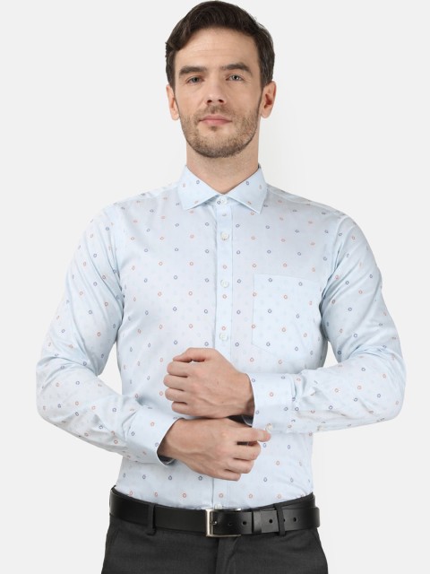 

Monte Carlo Men Blue Printed Cotton Formal Shirt