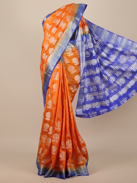 

Pothys Orange & Blue Ethnic Motifs Jute Silk Saree