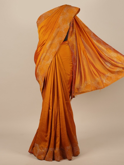 

Pothys Mustard Yellow & Silver-Coloured Beads and Stones Jute Silk Saree