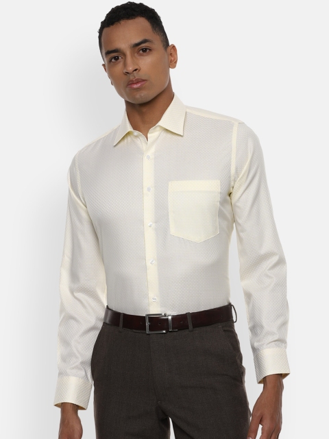 

Van Heusen Men Yellow Textured Slim Fit Formal Shirt