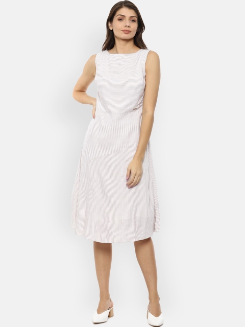 

Van Heusen Woman White Striped A-Line Dress