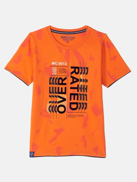 

Monte Carlo Boys Orange Typography Printed T-shirt