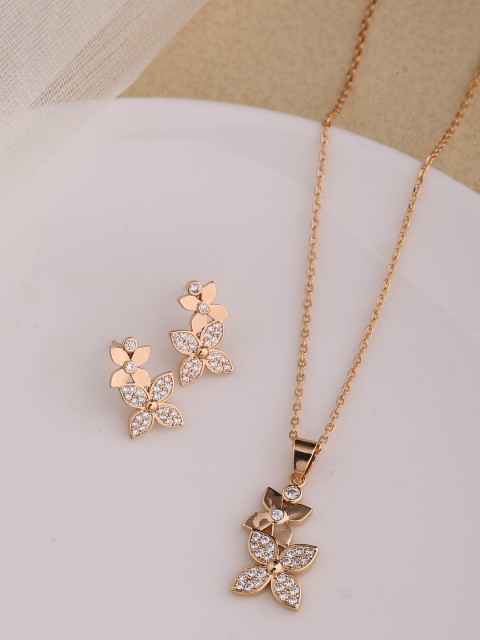 

Shoshaa Women Gold-Plated White Stone-Studded Handcrafted Jewellery Set