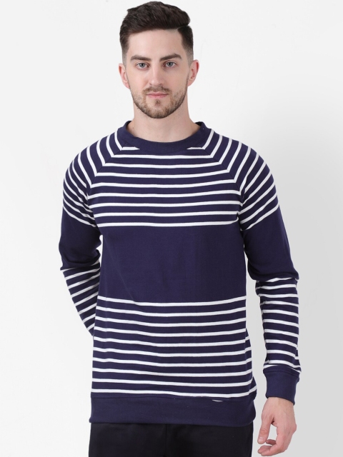 

PAUSE SPORT Men Blue Striped Sweatshirt