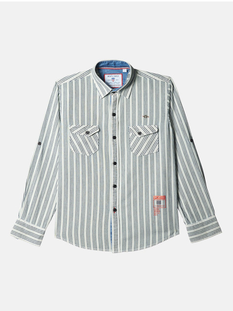 

Monte Carlo Boys Green & Slim Fit Striped Casual Shirt