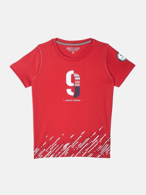 

Monte Carlo Boys Red Graphic Printed T-shirt