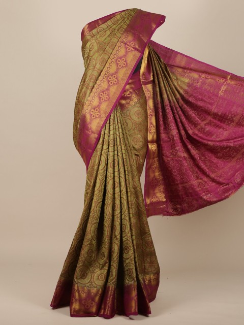 

Pothys Green & Pink Ethnic Motifs Jute Silk Saree
