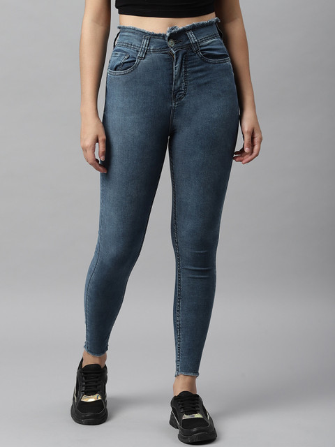 

Code 61 Women Blue Skinny Fit High-Rise Light Fade Jeans