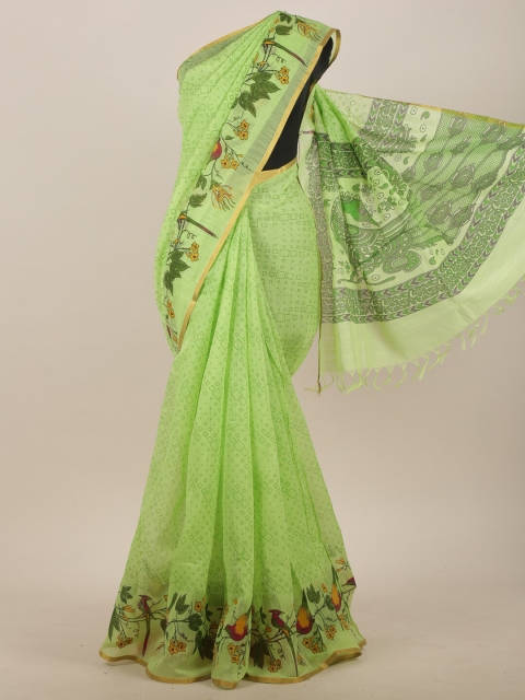 

Pothys Green Zari Cotton Blend Saree