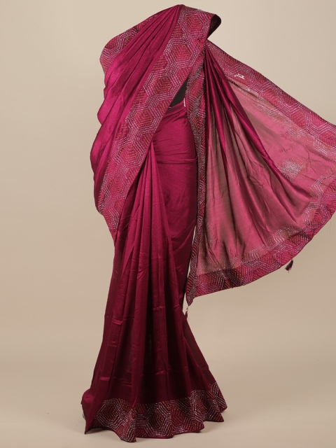 

Pothys Burgundy Beads and Stones Jute Silk Saree