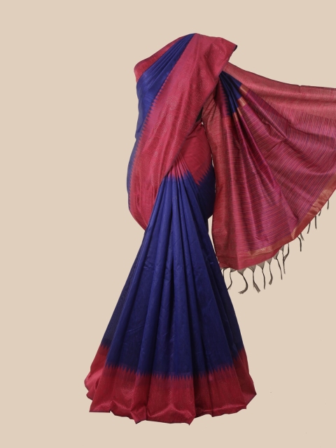 

Pothys Navy Blue & Burgundy Beads and Stones Jute Silk Saree