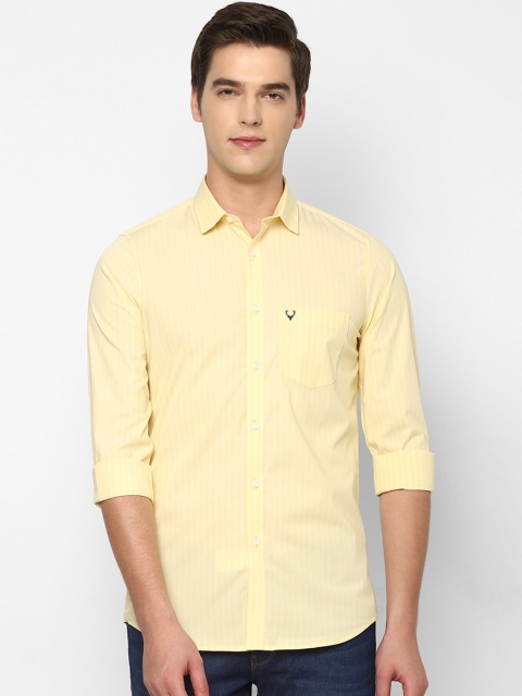 

Allen Solly Men Yellow Slim Fit Striped Cotton Casual Shirt